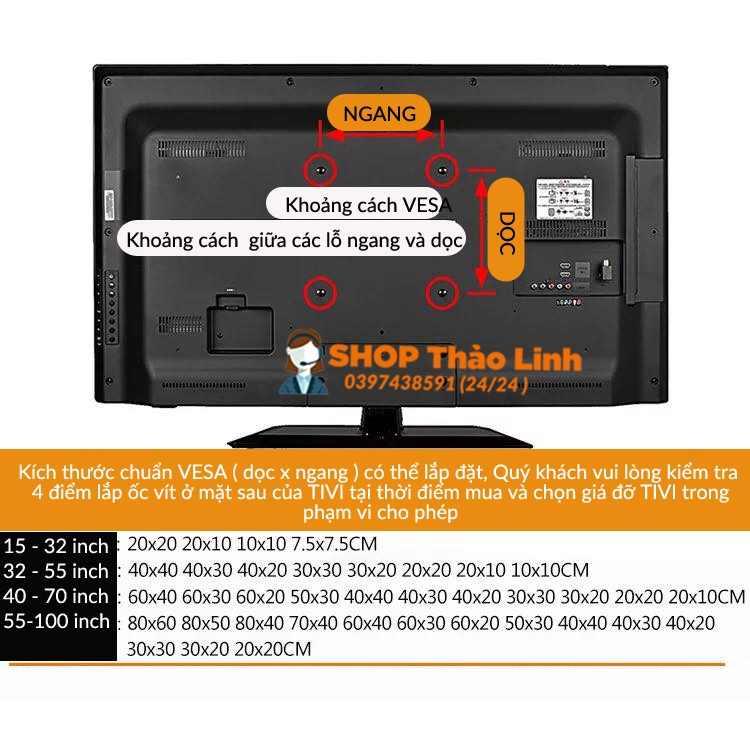 Giá Treo Màn Hình 3 Chân Đứng 32 - 55 Inch - Giá Treo Tivi Di Động - Tùy Chỉnh Đa Năng