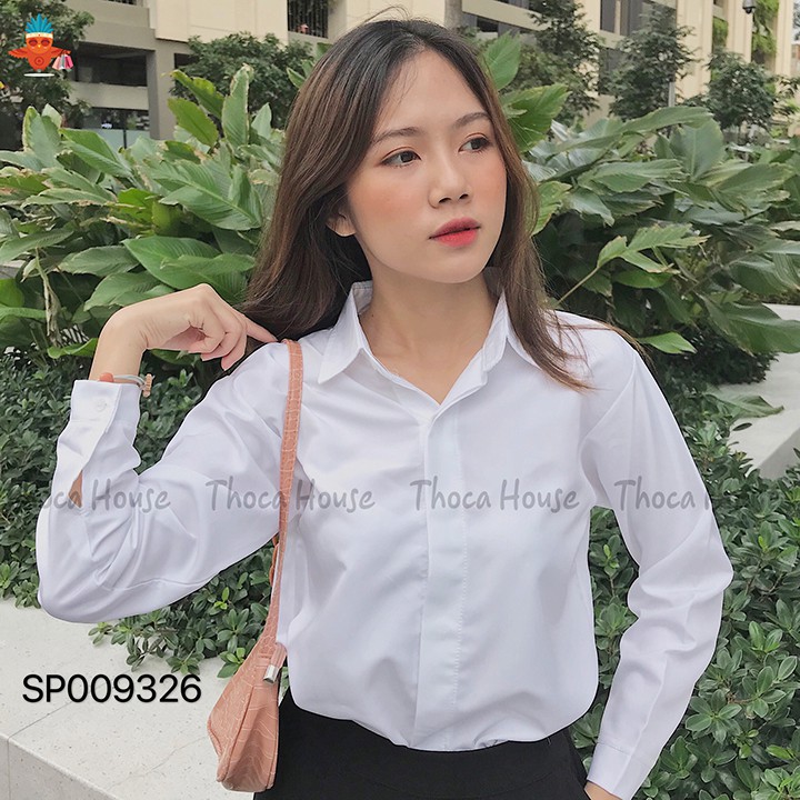 Áo sơ mi trơn dáng suông basic THOCA HOUSE freesize dưới 56kg, chất vải mềm thoáng | BigBuy360 - bigbuy360.vn