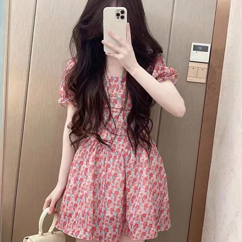 Đầm hoa Perty dáng ngắn thiết kế mới phong cách Hàn Quốc thời trang mùa hè cho nữ