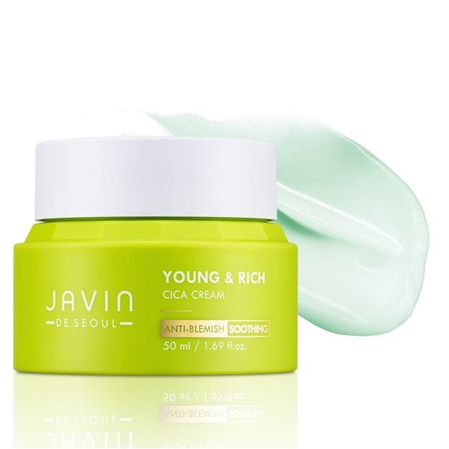 Kem chống nhăn, tái tạo và trẻ hóa da Young & Rich Cica Cream Javin De Seoul Hàn quốc 50ml/Hộp Và 1 mặt nạ trà benew 22g