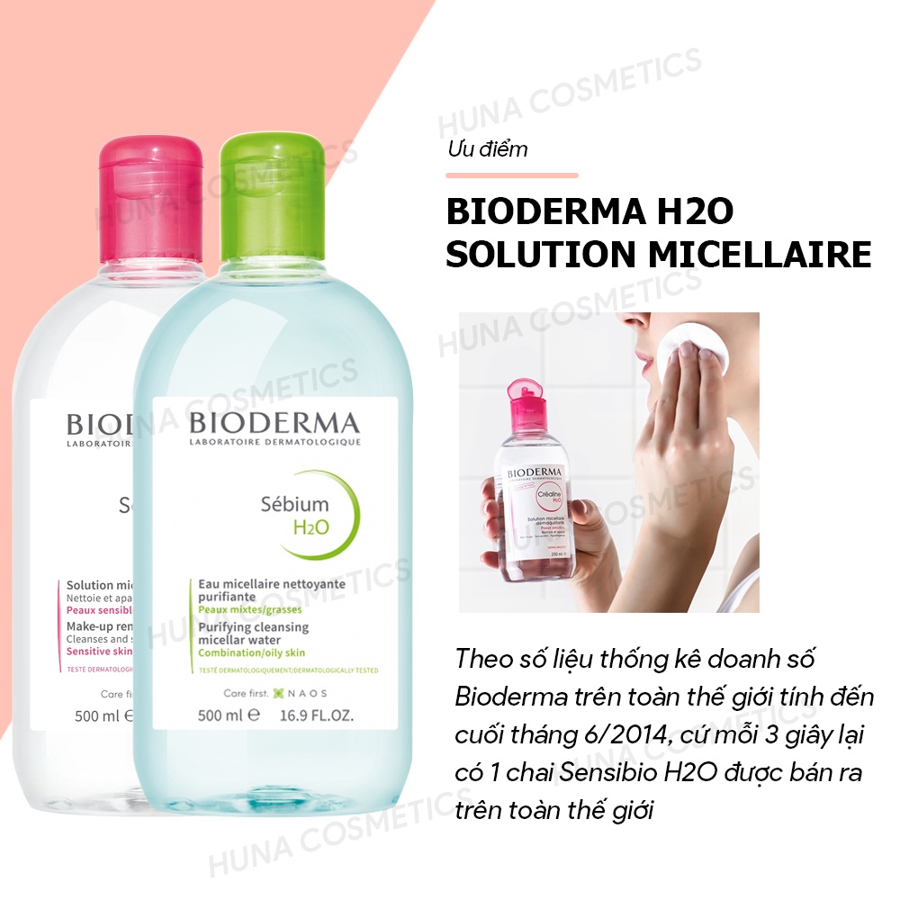 ( AUTH PHÁP) NƯỚC TẩY TRANG BIODERMA H2O SOLUTION MICELLAIRE