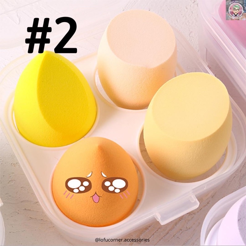 Hộp 4 Mút Tán Bông Nền Trang Điểm Hình Giọt Nước Siêu Xinh