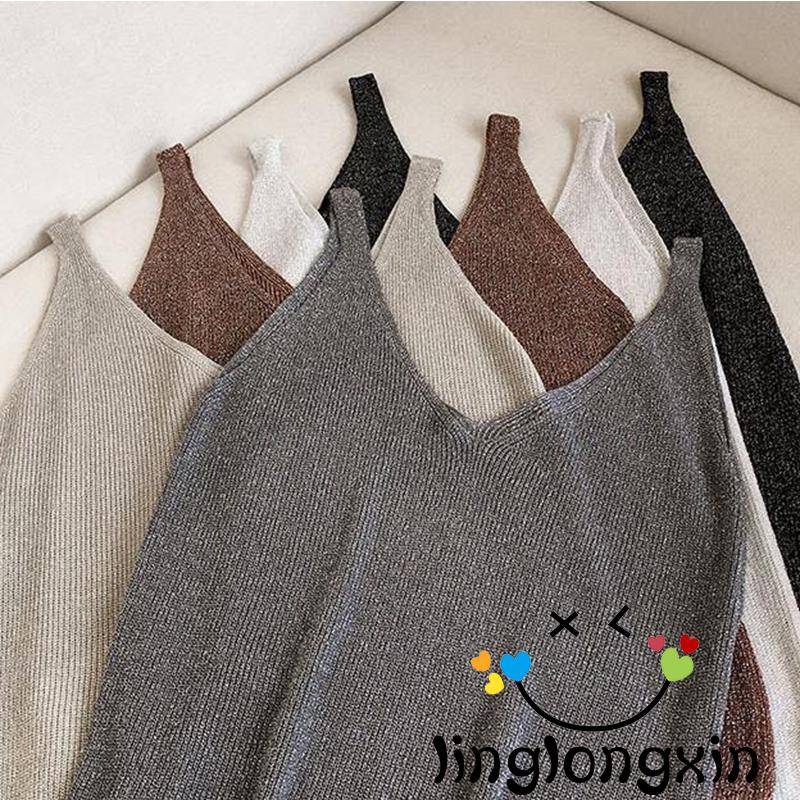 Áo Sát Nách Dệt Kim Thiết Kế Dáng Rộng Cho Nữ