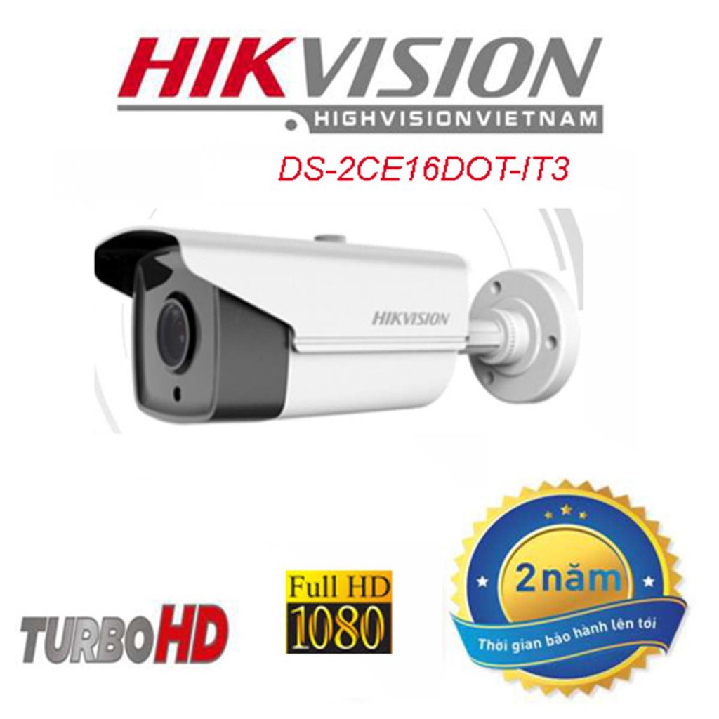 Camera HDTVI thân hồng ngoại 2MP Hikvision DS-2CE16D0T-IT3(C) - Hàng chính hãng bảo hành 2 năm