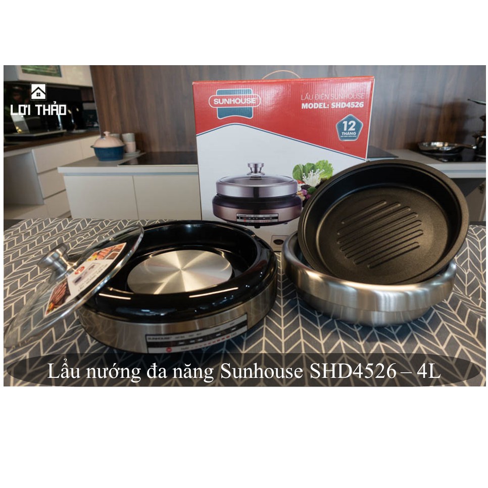 Lẩu nướng đa năng SUNHOUSE SHD4526 - 4L 1600W đế rời