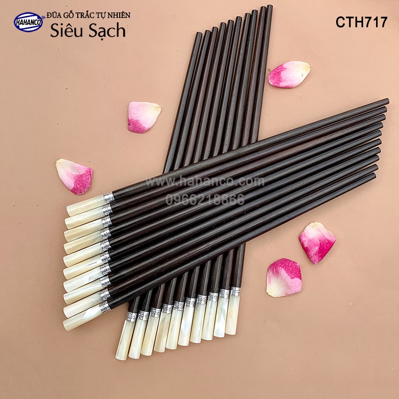 Đũa tròn gỗ trắc đầu ốc viền Bạc Super VIP  dành cho giới thượng lưu -CTH717