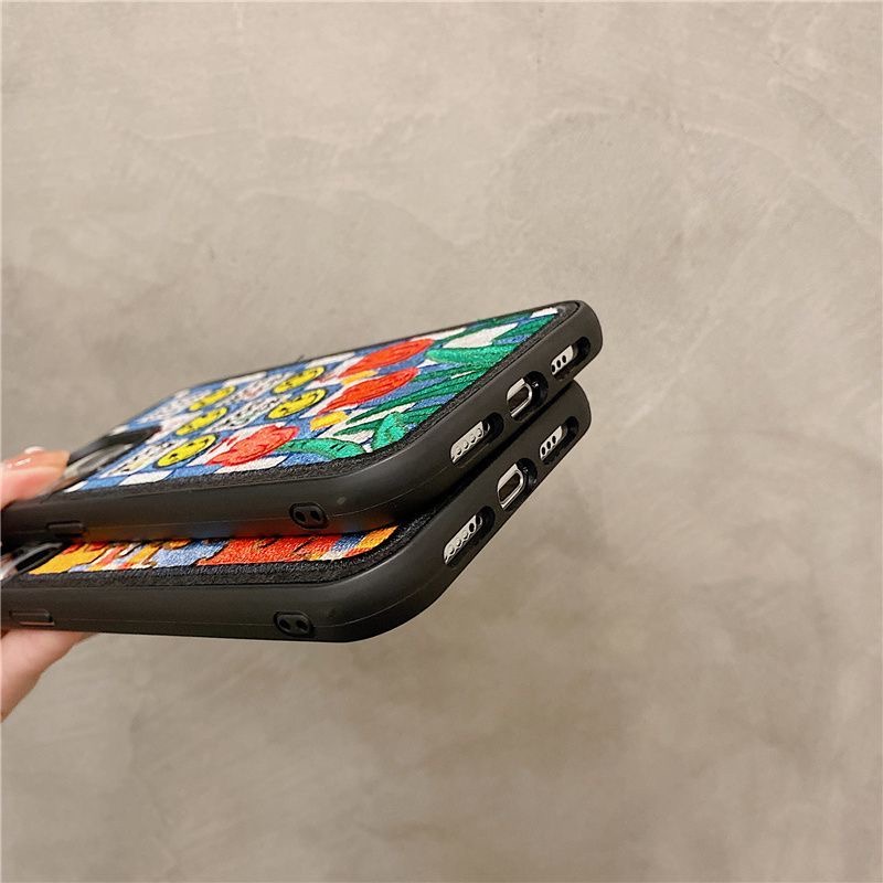 Ốp Điện Thoại Thêu Hình Hoa tulip Chống Rơi Cho iphone 14 pro max 13 pro max 11 / 12pro max 12 xs max