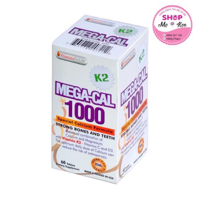 Mega Cal K2 bổ sung Canxi chống loãng xương