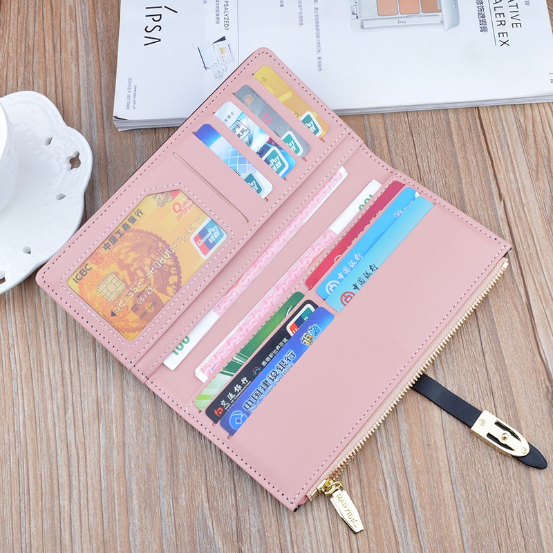 Ví nữ dài cầm tay phong cách Hàn Quốc ví mỏng chất da mềm giả vân cá sấu nhiều ngăn đựng thẻ MSP C-2075