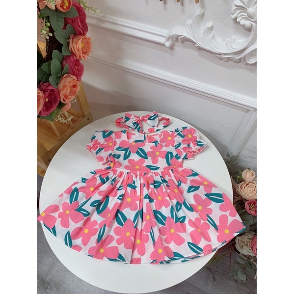 Váy hoa bé gái xinh xắn 🌷tặng kèm nơ đầu
