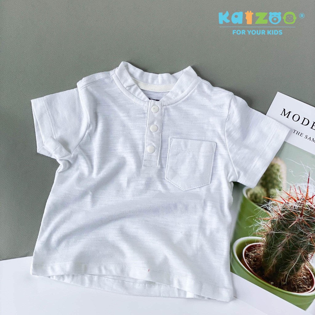 Bộ Kaizoo Tay Ngắn Thun Cotton Áo Trắng Cổ tròn Quần Xanh Đen