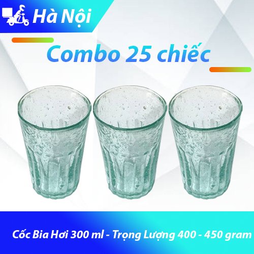 Combo 25 Cái Cốc Bia Hơi - Cốc Bia Thủy Tinh 300ml Dày Dặn