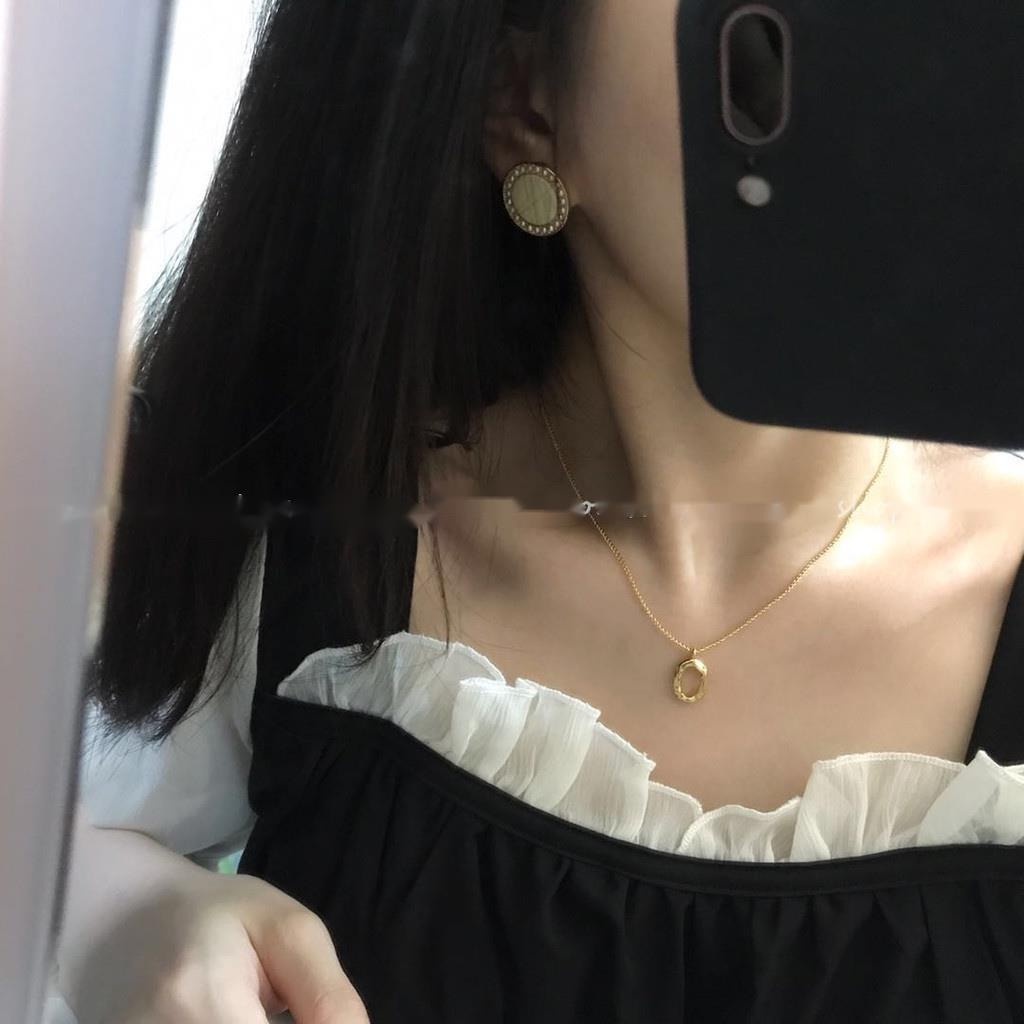 Vòng cổ Mặt oval Phong Cách Hàn Quốc Thời Trang Cho Nữ