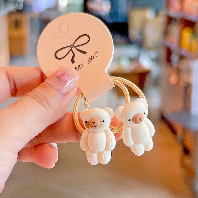 Set 2 dây buộc tóc co giãn hình thú hoạt hình dễ thương cho bé gái