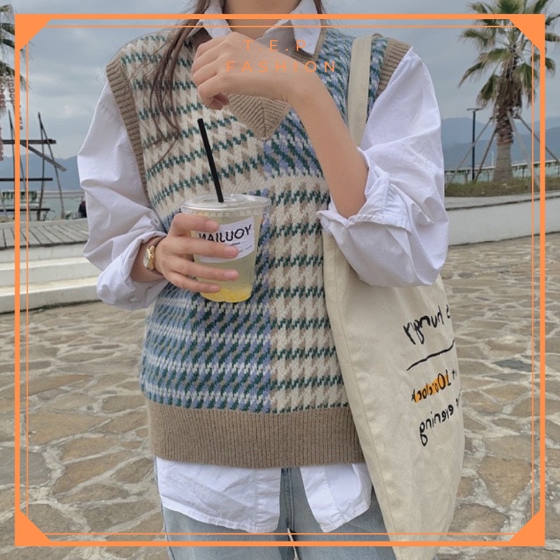 Áo Gile Len Nữ Chất Dày Dặn Phong Cách Hàn Quốc Hoạ Tiết Ziczac Siêu Xinh Tep Fashion - AGL002