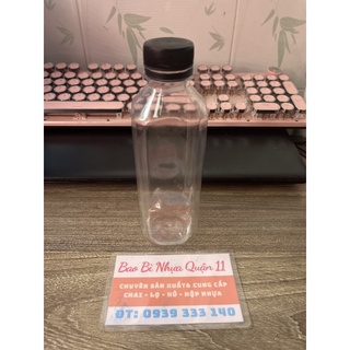 Bộ 50 chai nhựa vuông nắp đen 330ml