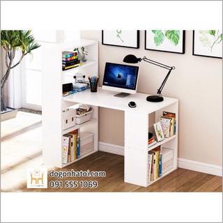 BÀN HỌC & LÀM VIỆC KẾT HỢP KỆ SÁCH - màu trắng- ĐỒ GỖ NHÀ TÔI