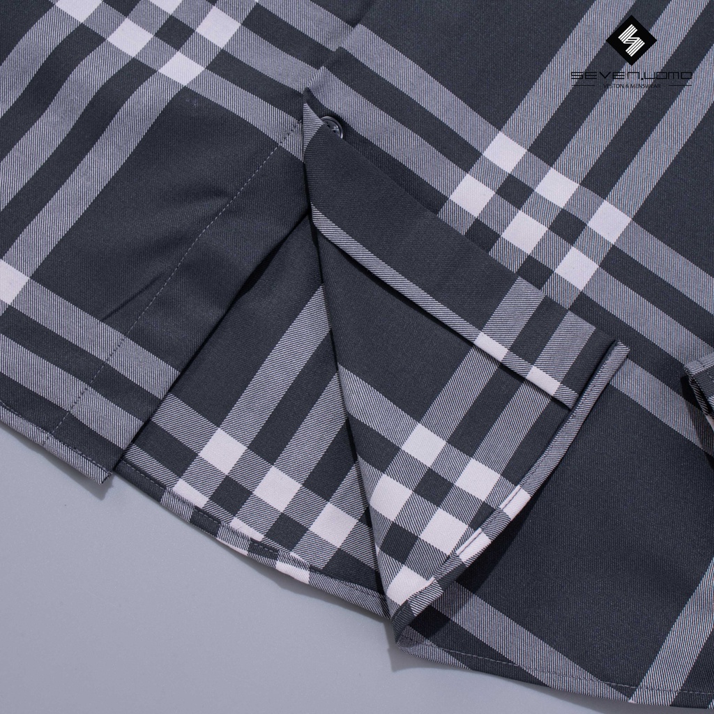 Áo Sơ Mi Nam Dài Tay SEVEN UOMO Form Dáng Hàn Quốc, Không Nhăn, Vải Mịn Mát Form Vừa Họa Tiết KẺ K49