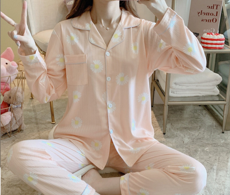Bộ đồ ngủ pijama dài tay in hoa thời trang Hàn Quốc xinh xắn cho nữ | BigBuy360 - bigbuy360.vn