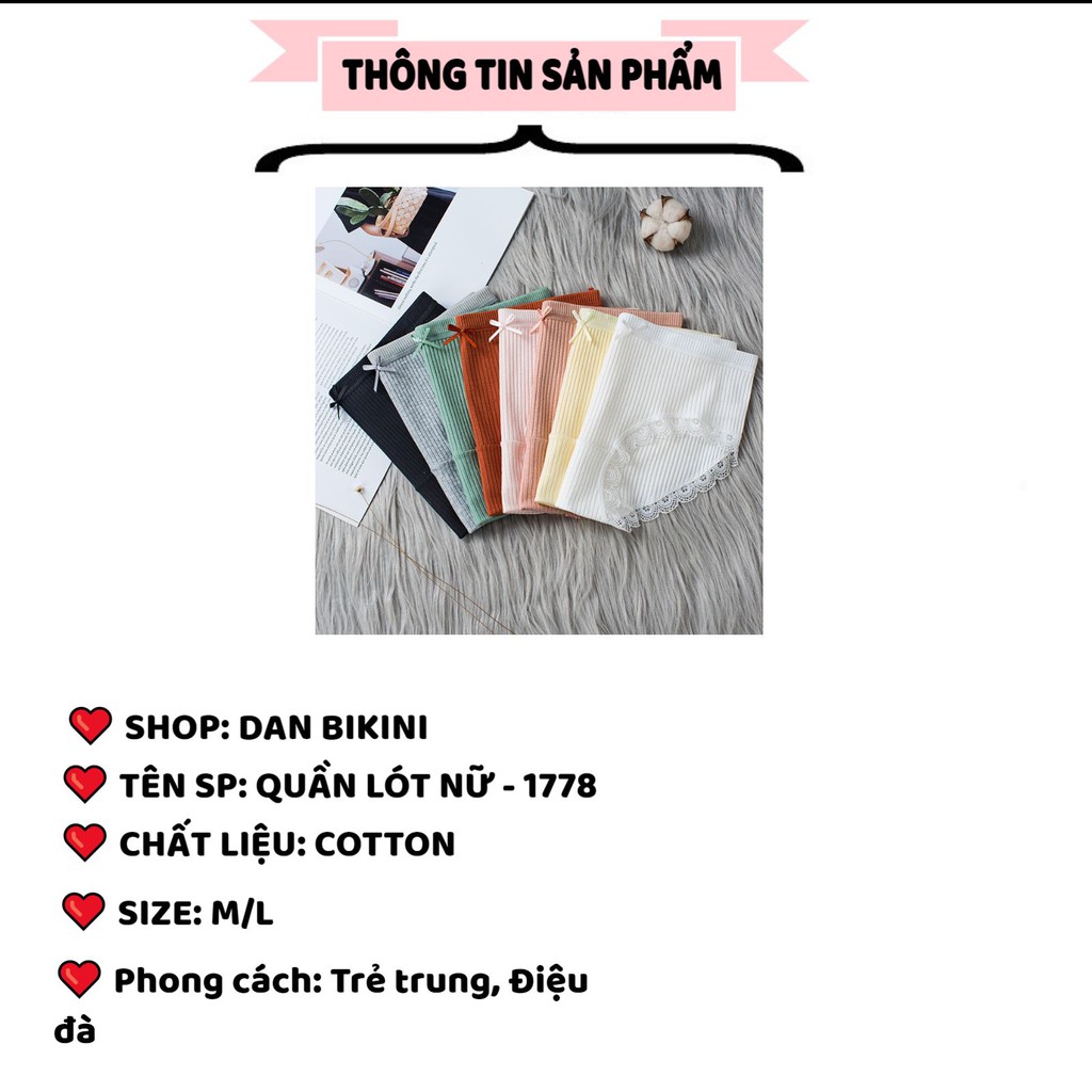 Quần Lót Nữ ❤️FREESHIP❤️ Quần Lót Nữ cotton gân tăm viền ren siêu mềm mịn thoáng mát mã 1778 | BigBuy360 - bigbuy360.vn