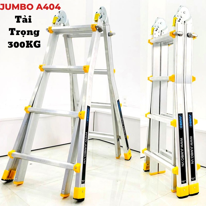 Thang nhôm gấp trượt chữ A mở rộng Jumbo A404 4,0m