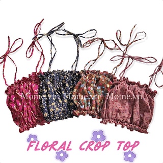 Áo kiểu croptop hoa nhí cột nơ (MOME.VN)