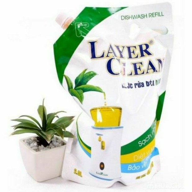 {CHÍNH HÃNG} Nước Rửa Chén Bát Hữu Cơ Organic Layer Clean Hương Quả Hồng Túi 2L Không Chứa Hóa Chất An Toàn Cho Da