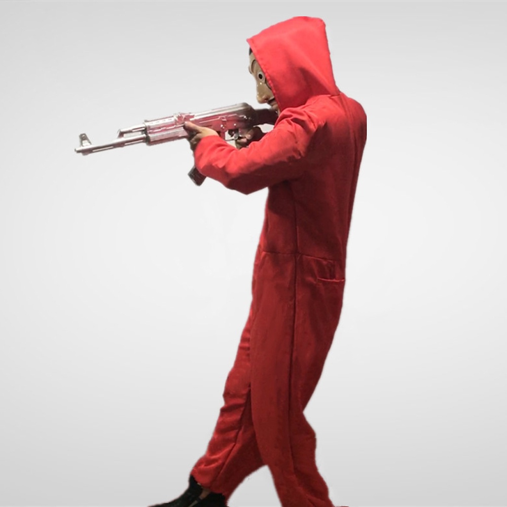 Bộ quần áo hóa trang Unisex money heist kèm mặt nạ phi vụ triệu đô thiết kế vải dù chắc chắn có khóa kéo