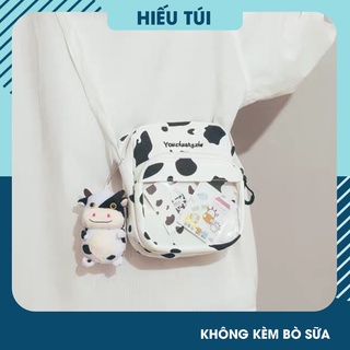 Túi đeo chéo vải bố nam nữ bò sữa đẹp giá rẻ thời trang Hàn Quốc đi chơi dễ thương