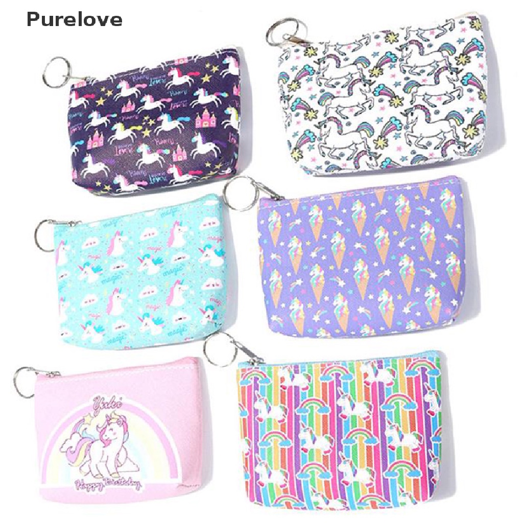 Ví đựng tiền xu mini in họa tiết kỳ lân đáng yêu