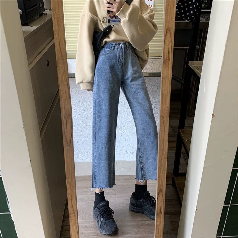 Quần Jeans Dài Ống Rộng Thời Trang Dành Cho Nữ