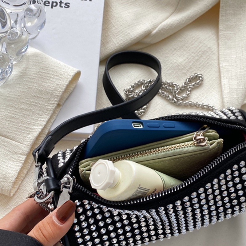 Ielgy Túi Nhỏ Thiết Kế Kiểu Pháp Đính Kim Cương Sáng Bóng Cho Nữ