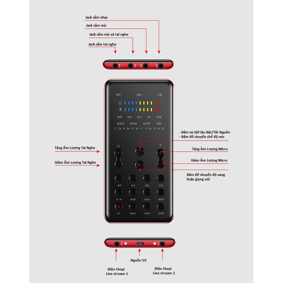 Thiết Bị Hát Auto Tune Live Stream Sound Card Mobile K600