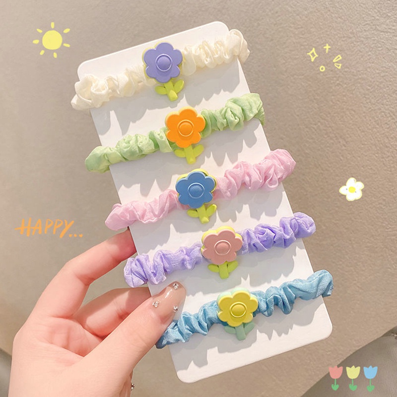 Dây Buộc Tóc Cao Su Họa Tiết Hoạt Hình Phong Cách Hàn Quốc Cho Bé Gái