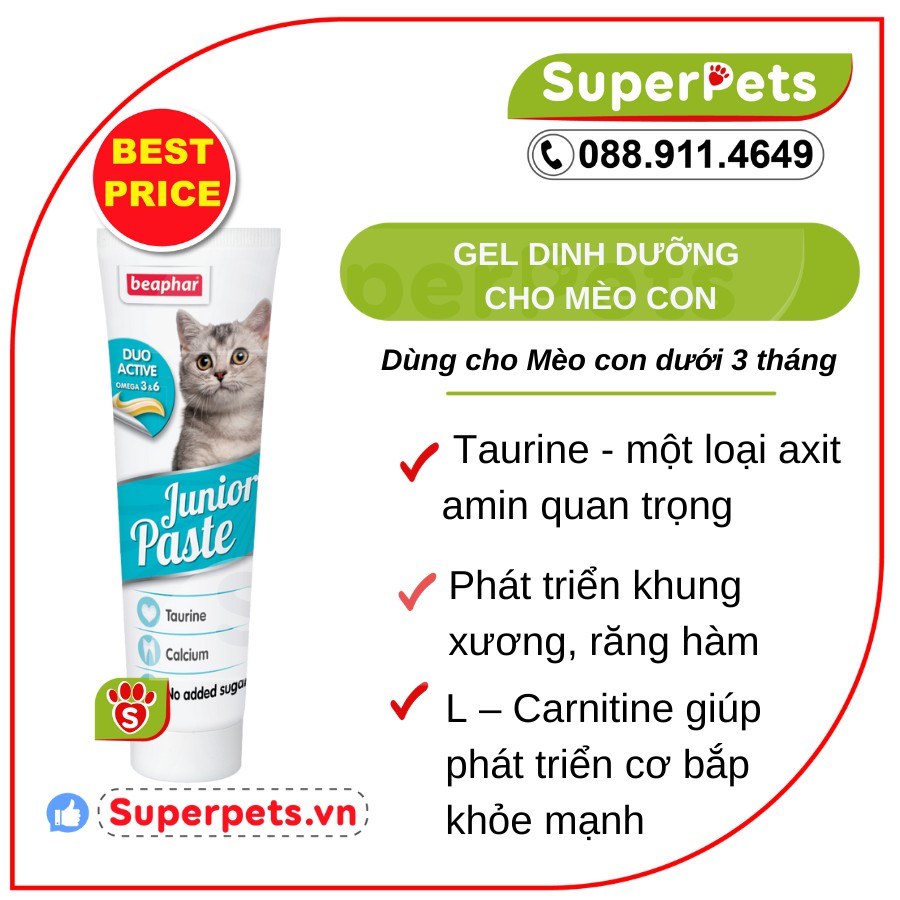 Gel Dinh Dưỡng Cho Mèo Nutri gel Beaphar Mèo Con, Mèo Lớn, Ngăn Ngừa Búi Lông Nhập Hà Lan SUPERPETS VIỆT NAM