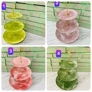 Khay mứt 3 tầng gốm sứ Bát Tràng cao cấp không chì men đá sang chảnh