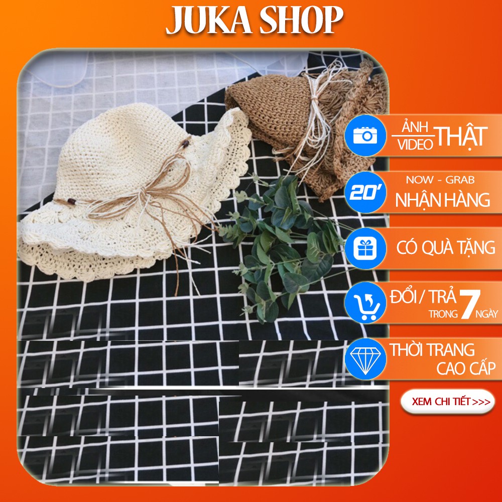 [Phụ kiện đi biển ] Nón/ Mũ cói mềm dây đan - Mũ đi biển phong cách vintage Juka Shop