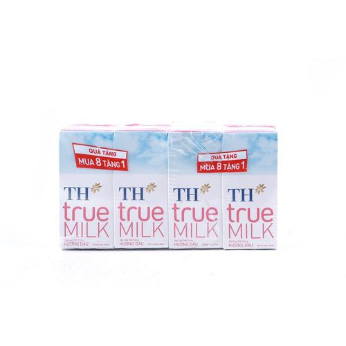 Sữa tiệt trùng TH True Milk hương dâu lốc 4x180ml