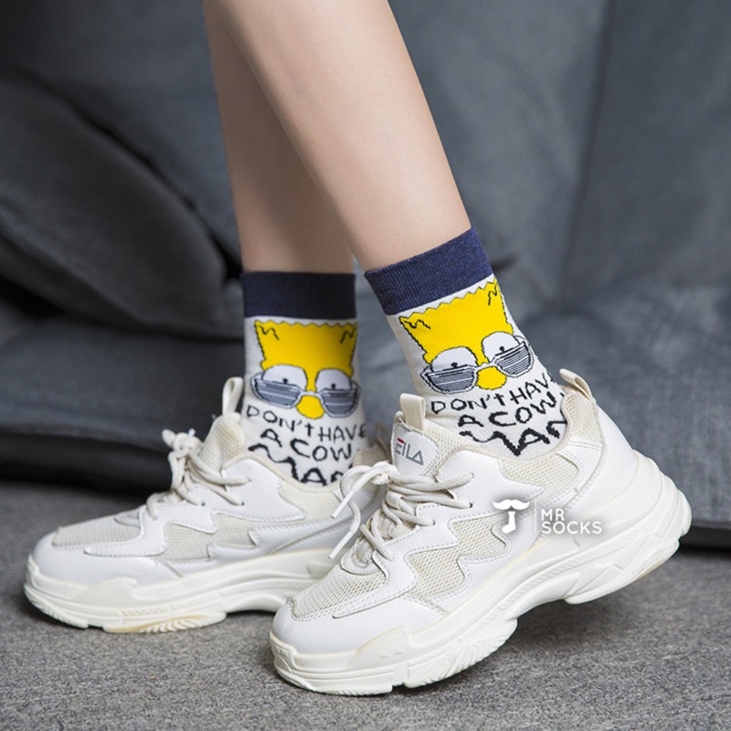 Tất cổ cao nam nữ vớ simpson cao cotton kháng khuẩn thời trang hàn quốc giá rẻ MRSOCKS VC036