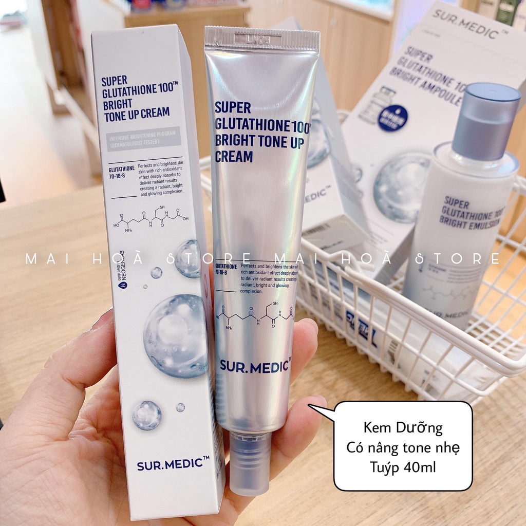 Hàn Quốc - Kem dưỡng trắng da nâng tone Sur.Medic Super Glutathione 100 Bright Tone Up Cream . | BigBuy360 - bigbuy360.vn