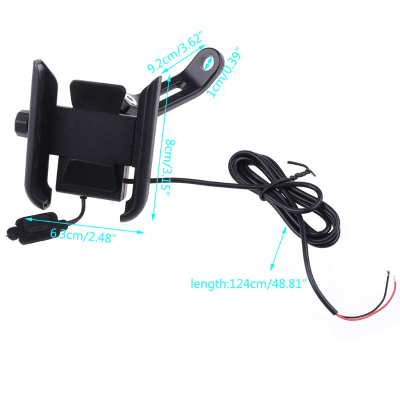 Giá Đỡ Điện Thoại Di Động Bằng Kim Loại Kèm Sạc USB Cho Xe Máy