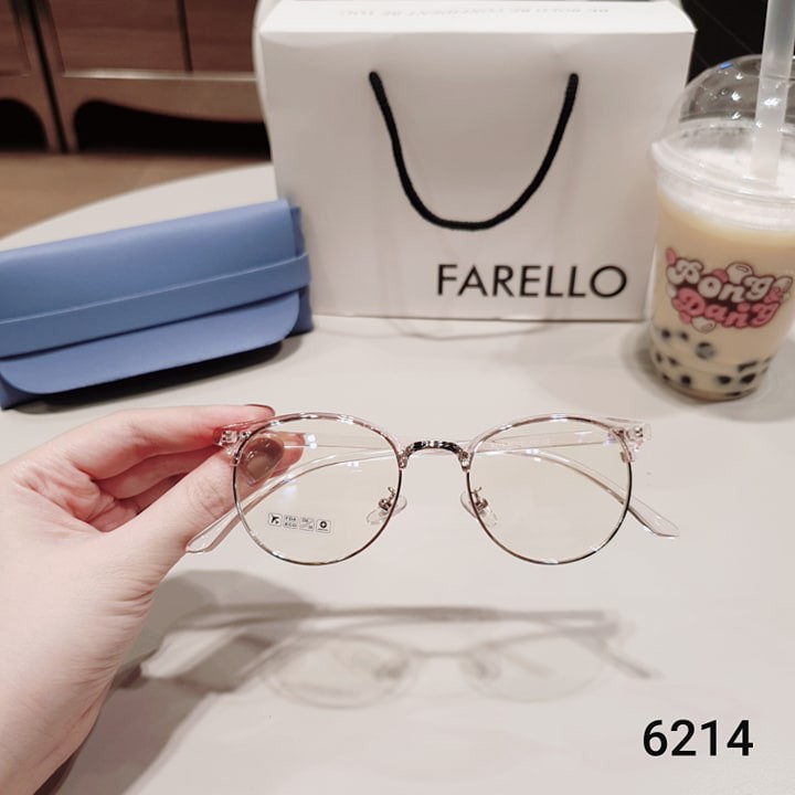 Gọng kính mắt kim loại tròn gọng nhựa dẻo thời trang nhiều màu lilyeyewear 6214