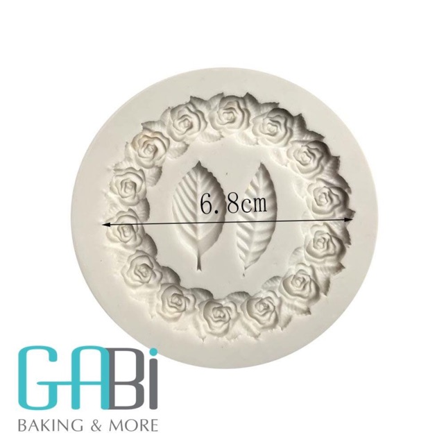 Khuôn fondant silicon vòng hoa + lá