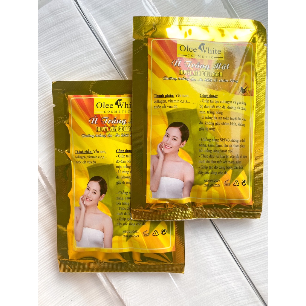 Ủ trắng mặt huyết yến collagen - Hàng Chuẩn L1 trắng bật tông ngay lần đầu tiên sử dụng