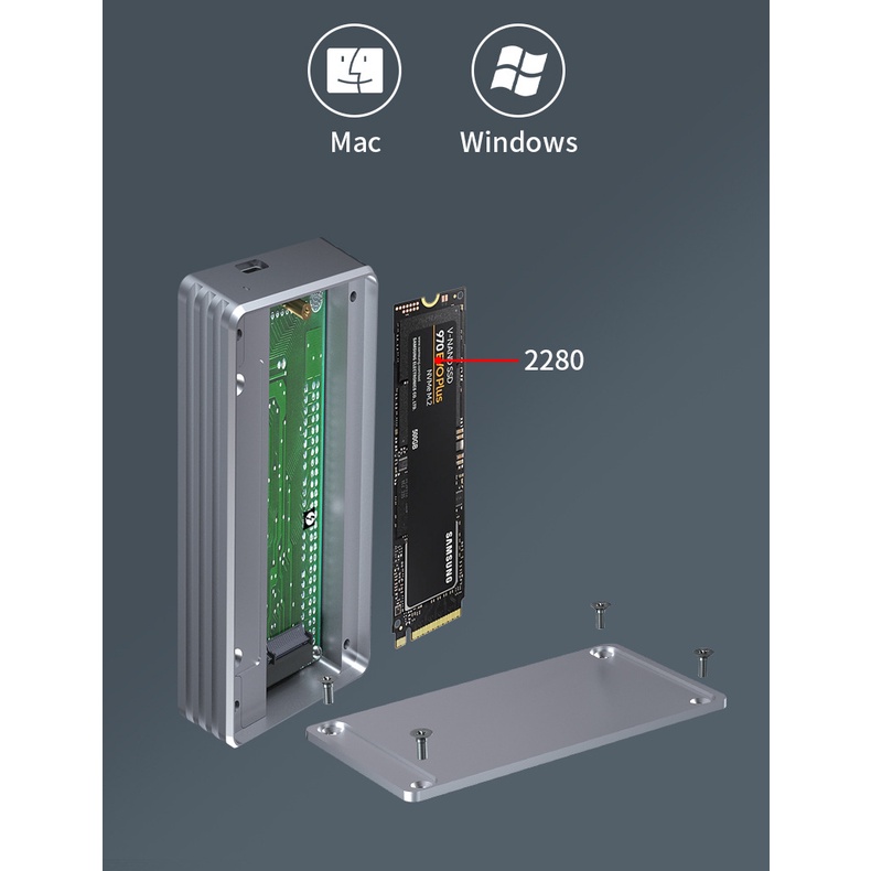 Box ổ cứng SSD NVMe M.2 Thunderbolt 3 40Gbps tốc độ cao - (M.2 NVME 2280 SSD enclosure Thunderbolt 3 )