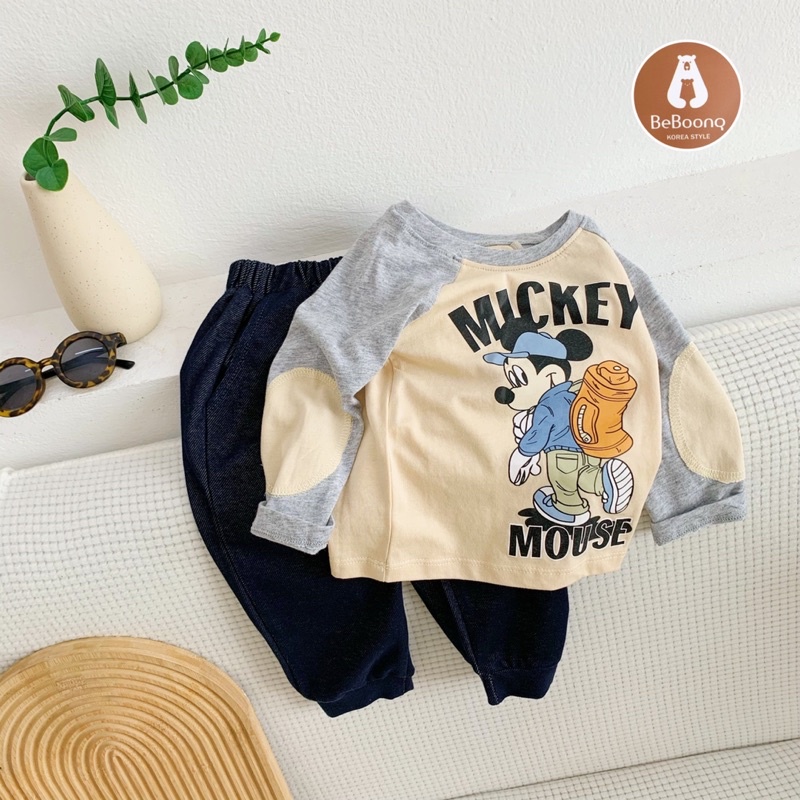 Bộ thun Micky đáp tay bé trai-mẫu mới