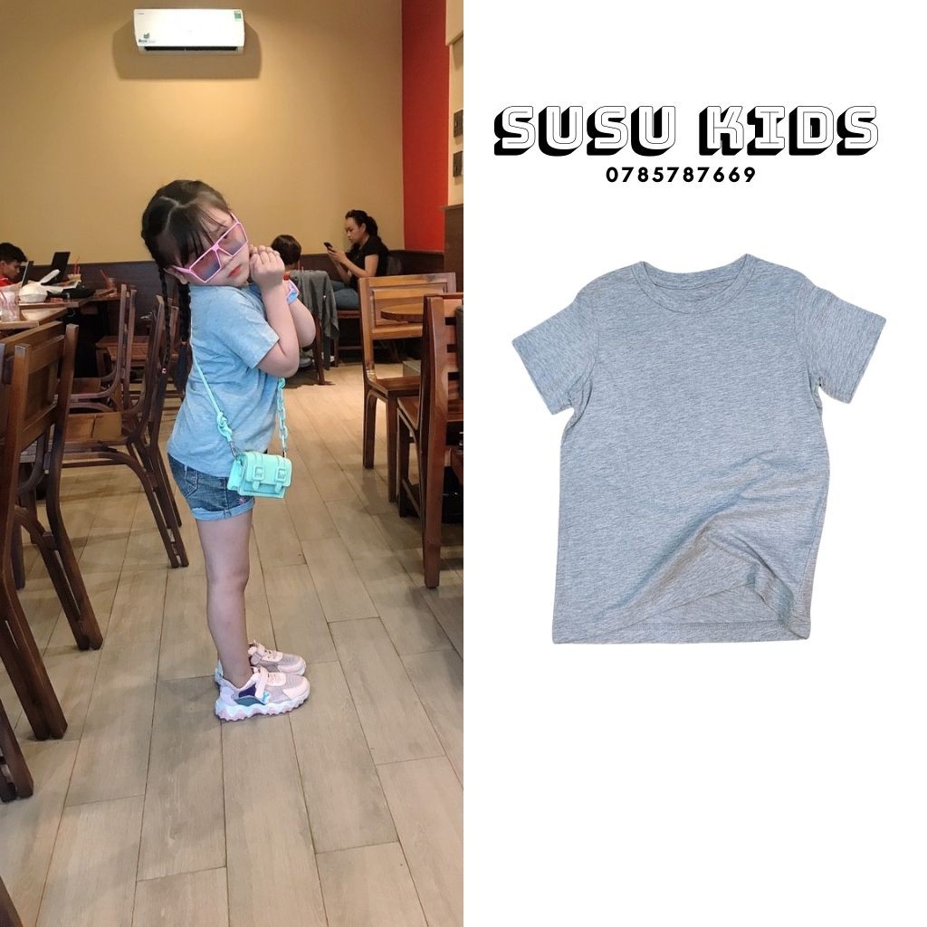 Áo Thun Trơn Bé Trai Bé Gái -Áo phông Cho Bé Chất Cotton 100%-Hàng Vnxk -