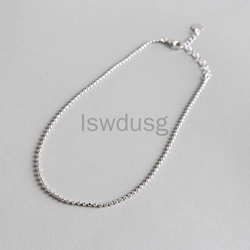 Chuỗi vòng cổ bằng bạc rắn 925 phụ nữ 2,5 mm trơn chuỗi hạt tròn nhỏ chống dị ứng Chuỗi bóng Unisex