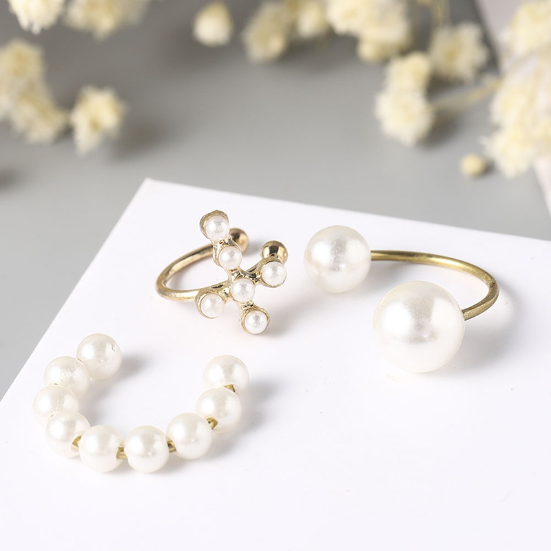 Set 3 khuyên tai gắn hạt ngọc trai nhân tạo thời trang cá tính cho nữ