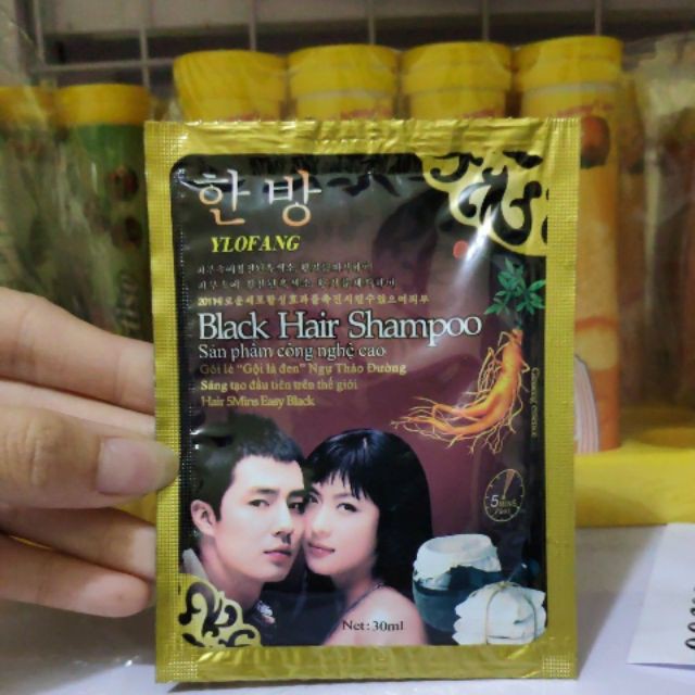Dầu gội đen tóc Black hair shampoo gội là đen của Hàn Quốc(1 gói)